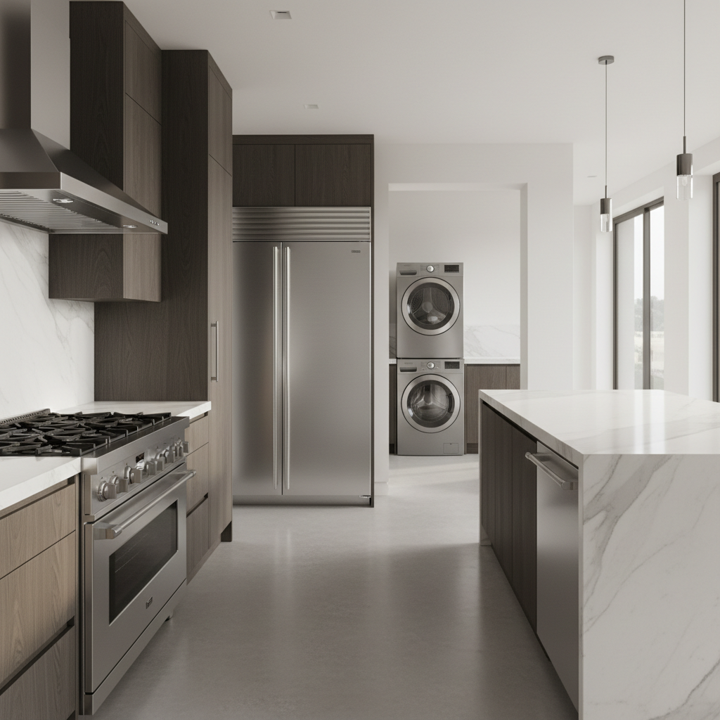 Premium household appliance suite in a luxury home environment